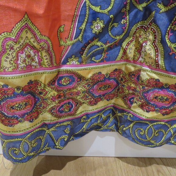 VINTAGE BARD'S TORONTO 1970s Paisley Satin Maxi Dress Multicolor Retro Boho - Picture 13 of 15